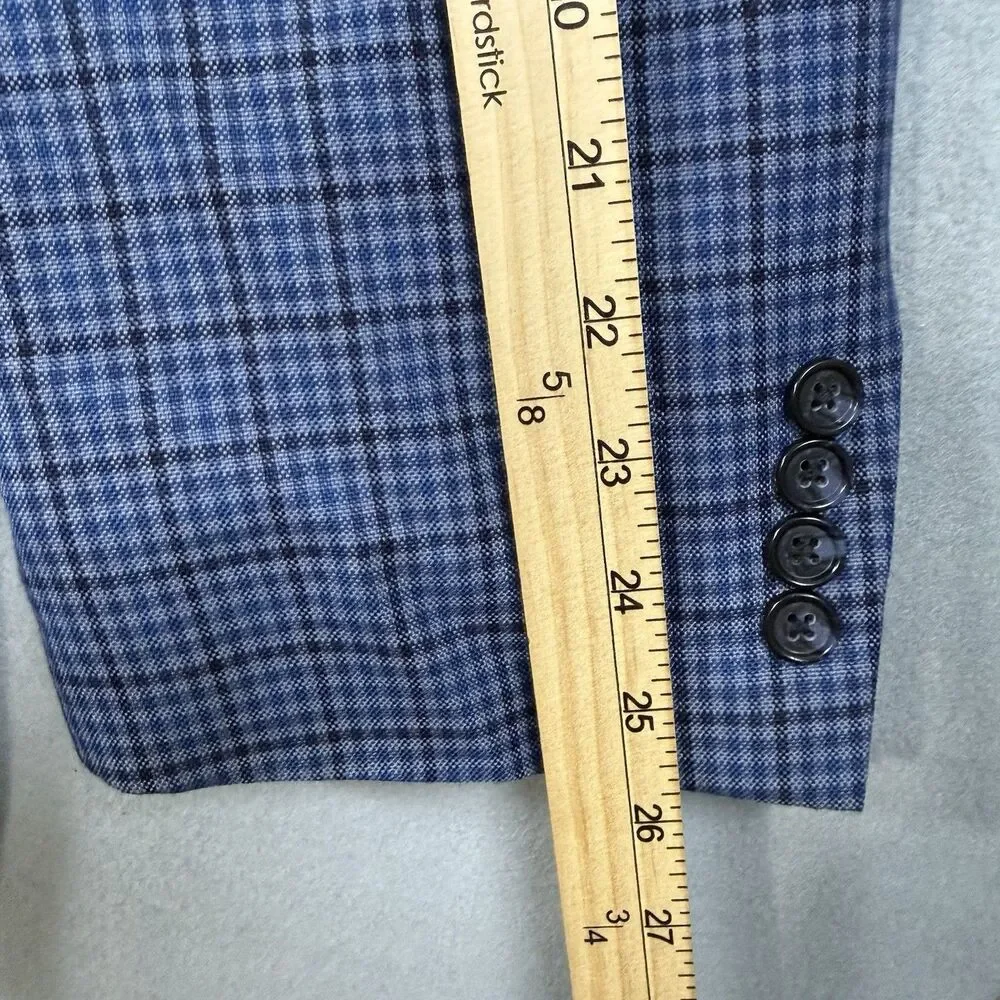 Oak Hill DXL Big & Tall Mens 4XLT Blue Plaid Check Blazer Sport Coat 58L/60L
